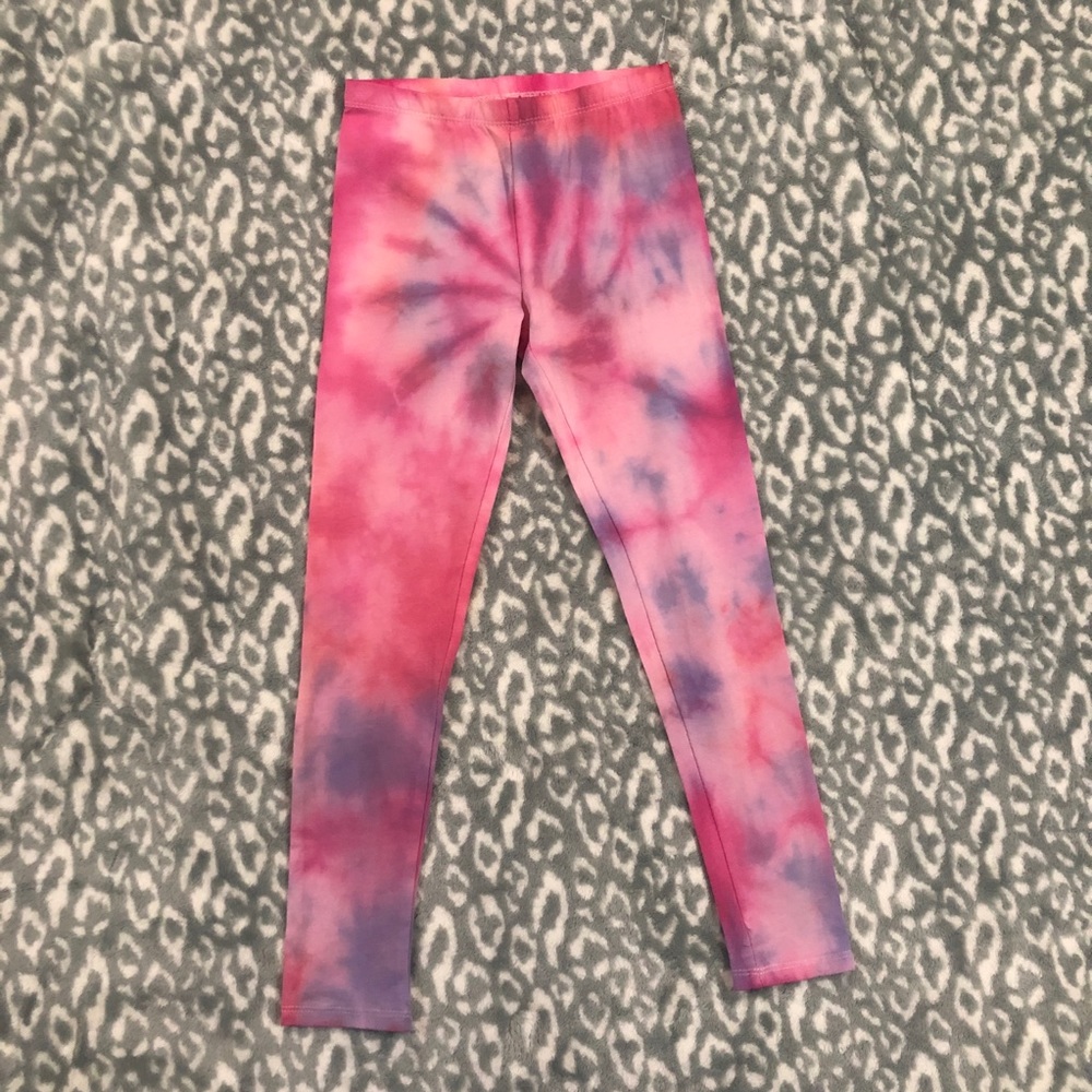 FABKIDS Handmade Tie-Dye Pink, Purple Girl's Leggings [S, 6/7]